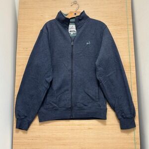 Cuffy's Cape Cod Mens Full Zip Sweatshirt Navy Blue Mock Neck Fleece Small